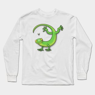 Cute green gecko cartoon Long Sleeve T-Shirt